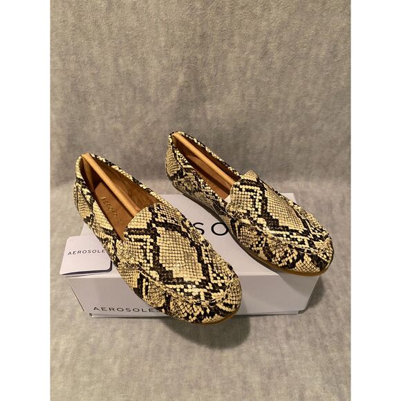 Womens Aerosoles Sz 5.5M Over Drive Loafer Natural Snake Print‎ Flats - Picture 5 of 8